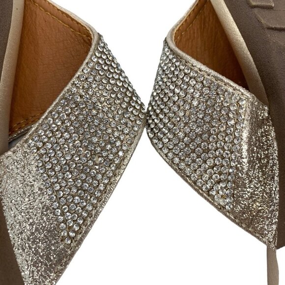 Taxi Rhinestone Sandals Size 9.5 Silver Thong Flats Glam Bling Wedding Vacation - Picture 8 of 10